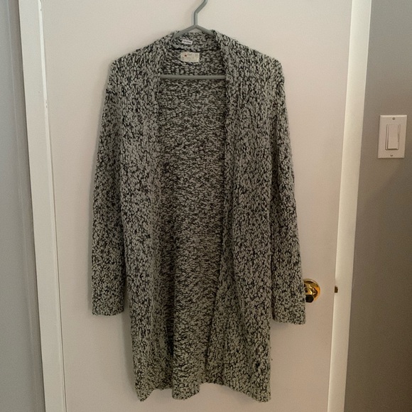 [M] Poof Apparel - Cozy Black and White Knit Cardigan - Picture 1 of 6
